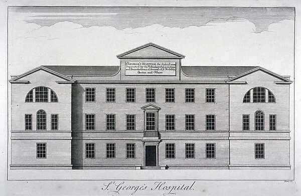 Front elevation of St Georges Hospital, Hyde Park Corner, Westminster, London