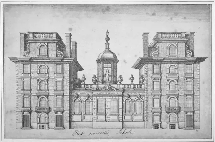 Framed Print : Elevation of St Pauls School, City of London, 1670