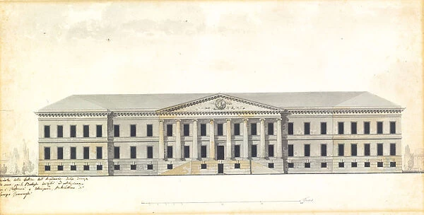 Elevation of the the facade of the Academy of Science in St. Petersburg. Artist: Quarenghi, Giacomo Antonio Domenico (1744-1817)