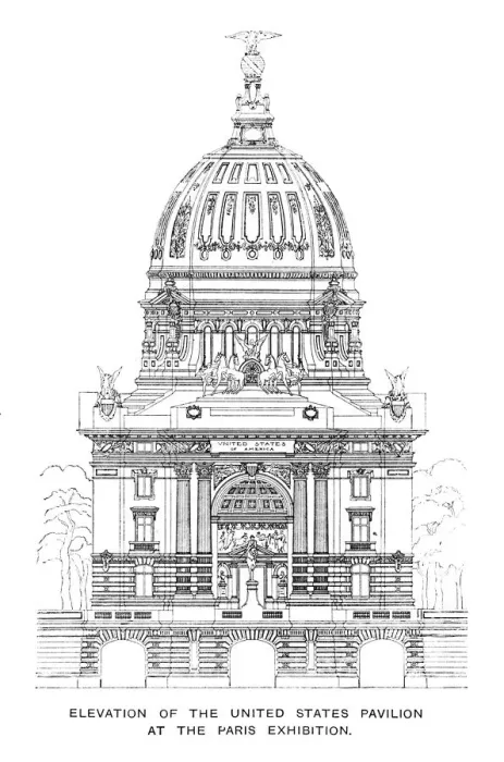 Framed Print : Elevation of the United States Pavilion at the Paris Exhibition, 1900 Framed Print : Elevation of the United States Pavilion at the Paris Exhibition, 1900