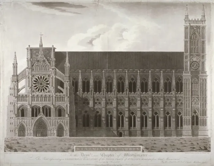 Framed Print : Elevation of Westminster Abbeys north front, London, 1803 Framed Print : Elevation of Westminster Abbeys north front, London, 1803
