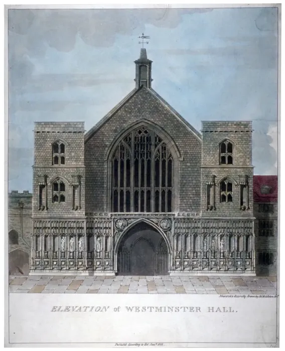 Framed Print : Elevation of Westminster Hall, London, 1808. Artist Framed Print : Elevation of Westminster Hall, London, 1808. Artist