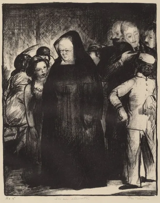 Framed Print : In an Elevator, 1916. Creator: George Wesley Bellows Framed Print : In an Elevator, 1916. Creator: George Wesley Bellows