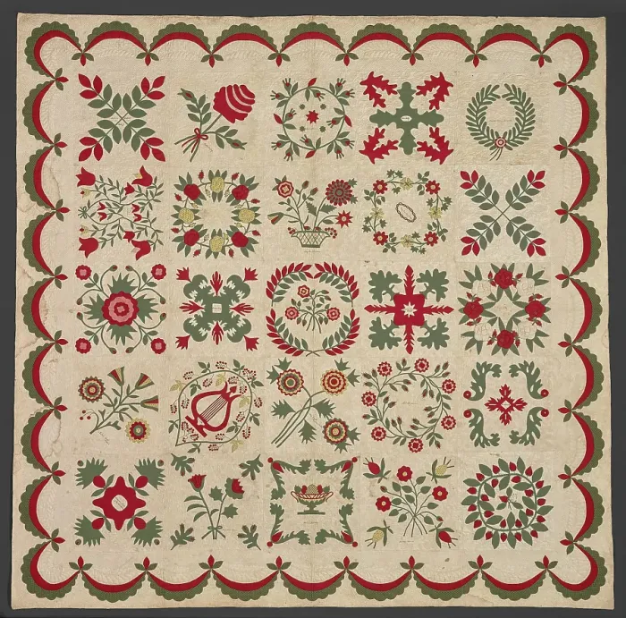 Framed Print : Eli Lilly Family Album Quilt, 1847. Creator: Unknown Framed Print : Eli Lilly Family Album Quilt, 1847. Creator: Unknown