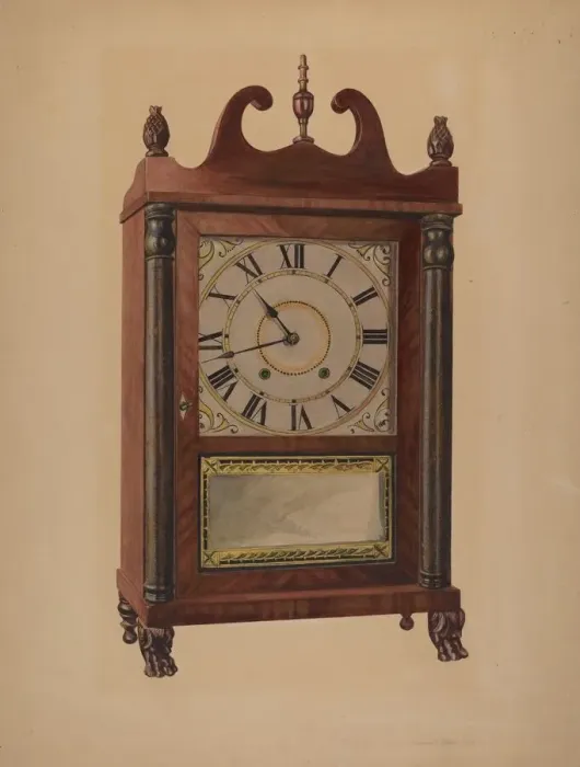 Framed Print : Eli Terry Clock, 1940. Creator: Herman O. Stroh Framed Print : Eli Terry Clock, 1940. Creator: Herman O. Stroh