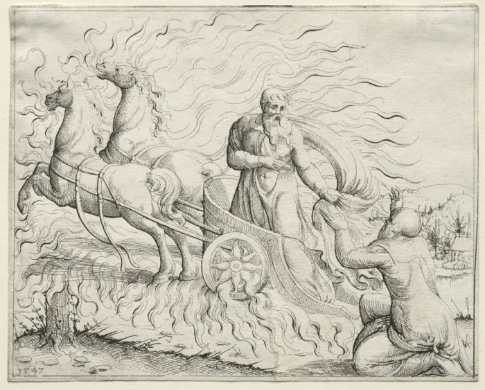 Framed Print : Elijah Ascends to Heaven, 1547. Creator: Augustin Hirschvogel (German, 1503-1553) Framed Print : Elijah Ascends to Heaven, 1547. Creator: Augustin Hirschvogel (German, 1503-1553)