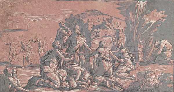 Elijah challenging the prophet to a sacrifice, ca. 1729., ca. 1729