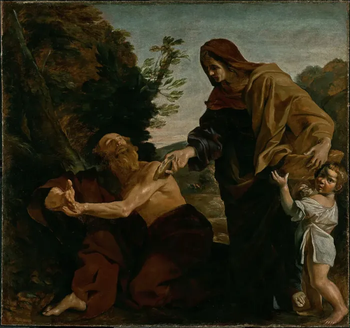 Framed Print : Elijah Receiving Bread from the Widow of Zarephath, 1621-1624. Creator: Giovanni Lanfranco Framed Print : Elijah Receiving Bread from the Widow of Zarephath, 1621-1624. Creator: Giovanni Lanfranco