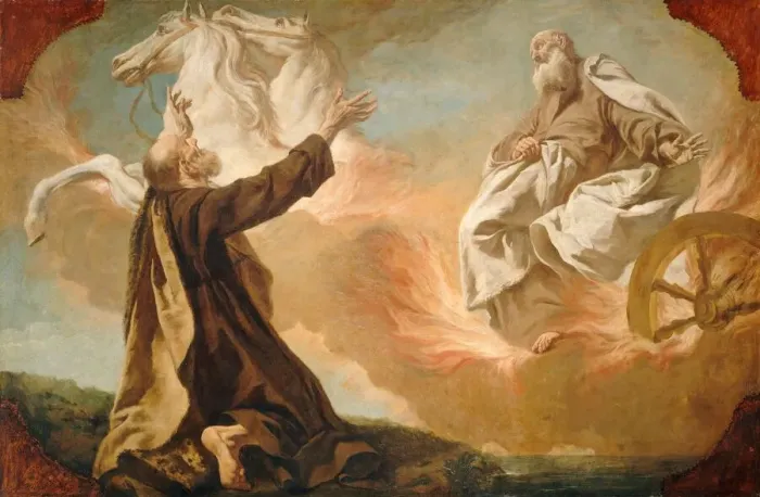 Framed Print : Elijah Taken Up in a Chariot of Fire, c. 1740 / 1755. Creator: Giuseppe Angeli Framed Print : Elijah Taken Up in a Chariot of Fire, c. 1740 / 1755. Creator: Giuseppe Angeli