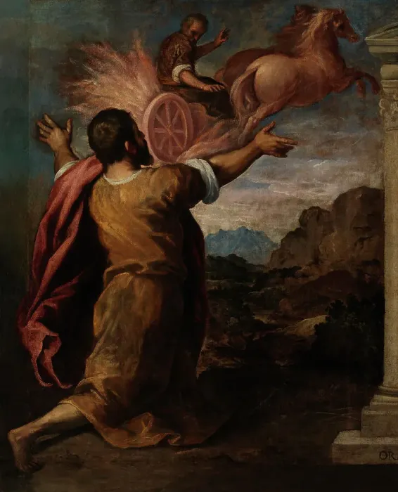 Framed Print : Elijah's Ascent to Heaven, c1570-1628. Creator: Jacopo Palma Framed Print : Elijah's Ascent to Heaven, c1570-1628. Creator: Jacopo Palma