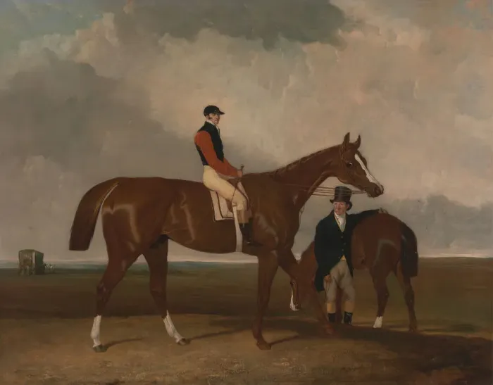 Framed Print : Elis at Doncaster, Ridden by John Day, with his Van in the Background Framed Print : Elis at Doncaster, Ridden by John Day, with his Van in the Background