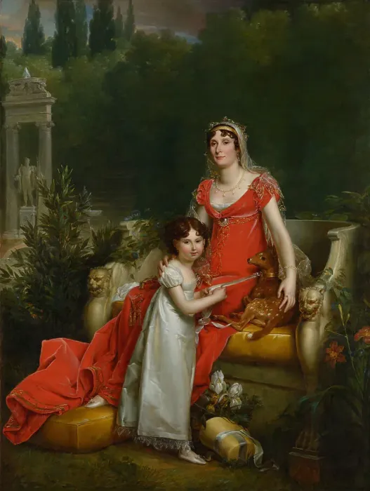 Framed Print : Elisa Bonaparte with her daughter Napoleona Baciocchi, 1810. Creator: Gérard, François Pascal Simon (1770-1837) Framed Print : Elisa Bonaparte with her daughter Napoleona Baciocchi, 1810. Creator: Gérard, François Pascal Simon (1770-1837)
