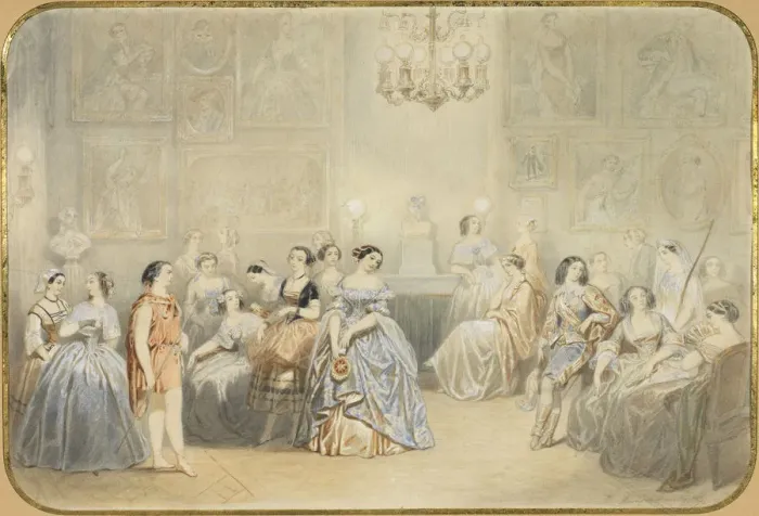 Framed Print : Elisa Rachel in the foyer of the Comedie Francaise. Artist: Montault, Henry de (1825-1890) Framed Print : Elisa Rachel in the foyer of the Comedie Francaise. Artist: Montault, Henry de (1825-1890)