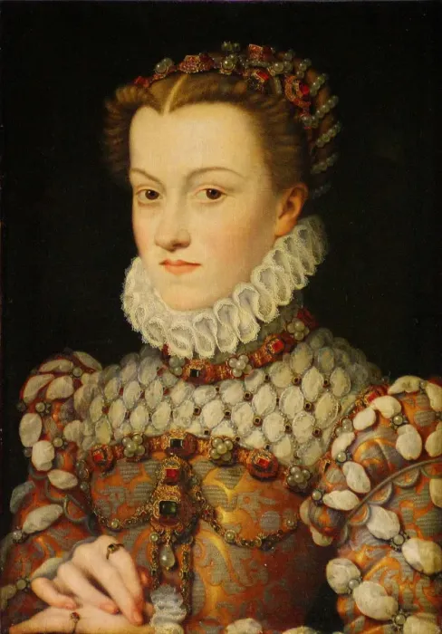 Framed Print : Elisabeth of Austria (1554?1592), Queen of France, ca 1571-1572. Artist: Clouet, Francois (1510-1572) Framed Print : Elisabeth of Austria (1554?1592), Queen of France, ca 1571-1572. Artist: Clouet, Francois (1510-1572)