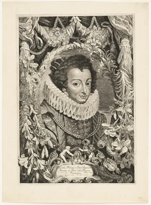 Framed Print : Elisabeth of Bourbon, Queen of Spain, plate 13 from Duces Burgundiae (Dukes of Burgundy), 1644. Creator: Jacob Louys Framed Print : Elisabeth of Bourbon, Queen of Spain, plate 13 from Duces Burgundiae (Dukes of Burgundy), 1644. Creator: Jacob Louys