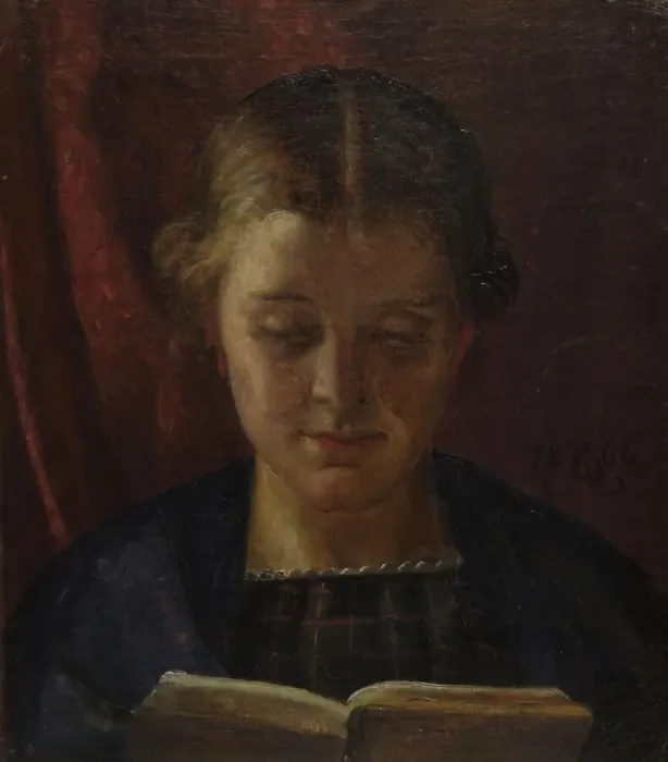 Framed Print : Elisabeth Zahrtmann, the artist's sister, reading, 1866. Creator: Kristian Zahrtmann Framed Print : Elisabeth Zahrtmann, the artist's sister, reading, 1866. Creator: Kristian Zahrtmann