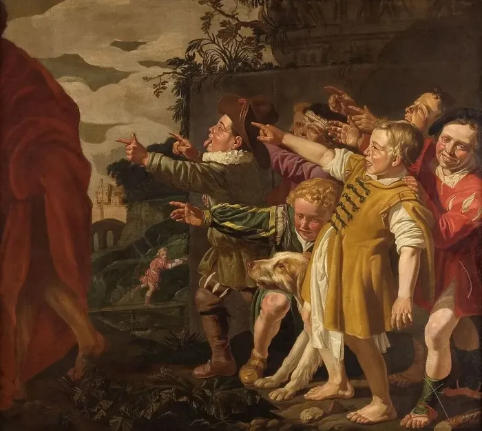 Framed Print : Elisha Mocked by the Little Children, c.1625-c.1630. Creator: Roeloff van Zijl Framed Print : Elisha Mocked by the Little Children, c.1625-c.1630. Creator: Roeloff van Zijl