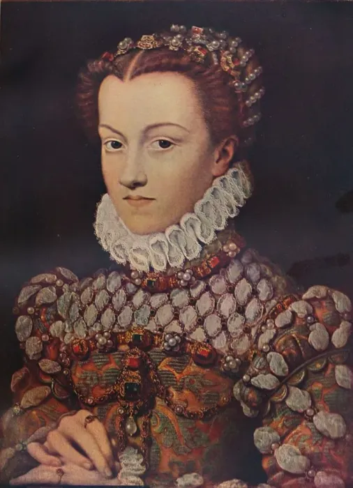 Framed Print : Elizabeth of Austria, (1554-1592), wife of King Charles IX (1550-1574), c1571, (1911). Artist: Francois Clouet Framed Print : Elizabeth of Austria, (1554-1592), wife of King Charles IX (1550-1574), c1571, (1911). Artist: Francois Clouet