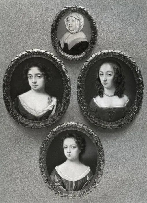 Framed Print : Elizabeth Cromwell, mother of Oliver Cromwell, and his daughters, Mary, Elizabeth and Bridget, 1899 Framed Print : Elizabeth Cromwell, mother of Oliver Cromwell, and his daughters, Mary, Elizabeth and Bridget, 1899
