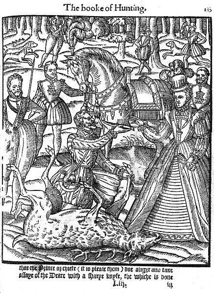 Elizabeth I performing the ceremony of assaying the stag, 1576