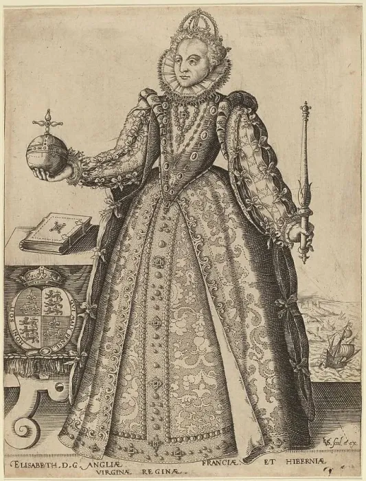 Framed Print : Elizabeth, Queen of Great Britain, published 1601. Creator: Christoffel van Sichem I Framed Print : Elizabeth, Queen of Great Britain, published 1601. Creator: Christoffel van Sichem I