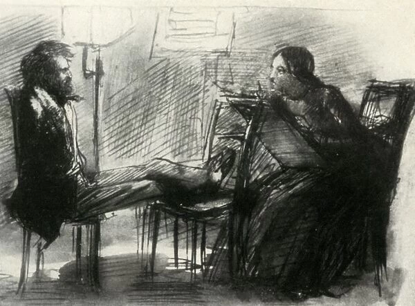 Elizabeth Siddal drawing Rossetti, 1853, (1947). Creator: Dante Gabriel Rossetti