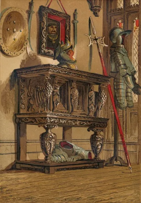Framed Print : Elizabethan Sideboard or Court Cupboard, c1845, (1864)