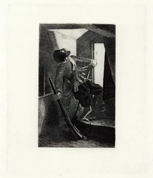 Framed Print : Elizabethan soldier shot, c1843-c1891. Artist: Charles Samuel Keene Framed Print : Elizabethan soldier shot, c1843-c1891. Artist: Charles Samuel Keene