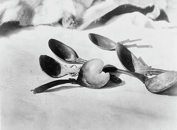 Elk-horn spoons-Tolowa, c1923. Creator: Edward Sheriff Curtis