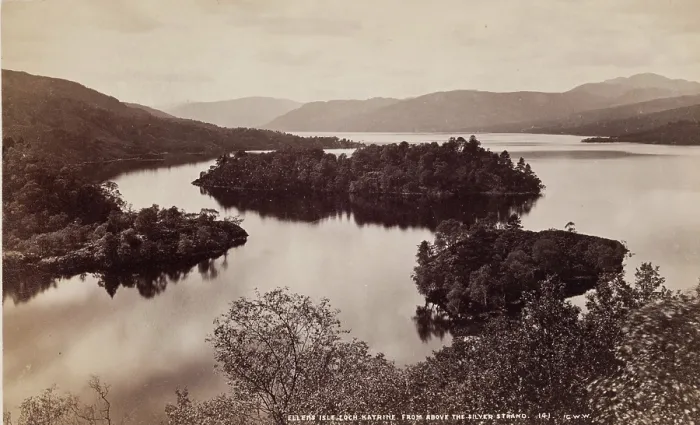 Framed Print : Ellen's Isle from above the Silver Strand, Loch Katrine, between 1870 and 1880 Framed Print : Ellen's Isle from above the Silver Strand, Loch Katrine, between 1870 and 1880