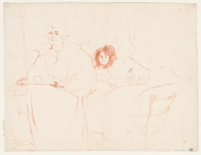 Framed Print : Elles: Woman Carrying a Tray, Mme. Baron and Mlle. Popo, 1896. Creator: Henri de Toulouse-Lautrec Framed Print : Elles: Woman Carrying a Tray, Mme. Baron and Mlle. Popo, 1896. Creator: Henri de Toulouse-Lautrec
