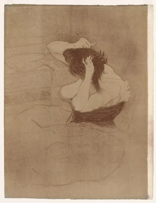 Framed Print : Elles: Woman Combing Her Hair, 1896. Creator: Henri de Toulouse-Lautrec (French, 1864-1901) Framed Print : Elles: Woman Combing Her Hair, 1896. Creator: Henri de Toulouse-Lautrec (French, 1864-1901)