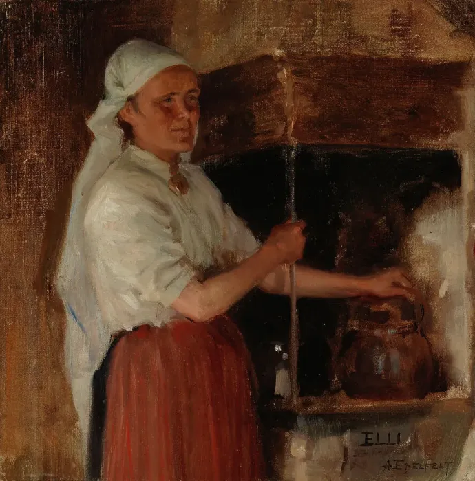 Framed Print : Elli Jäppinen at the Stove, study, 1887. Creator: Albert Edelfelt Framed Print : Elli Jäppinen at the Stove, study, 1887. Creator: Albert Edelfelt