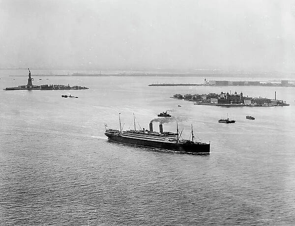 Ellis Island and Harbor, New York, c.between 1900 and 1920. Creator: Unknown