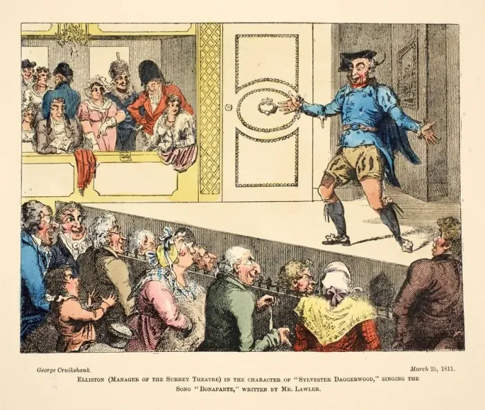 Framed Print : Elliston (Manager of the Surrey Theatre) in the character of Sylvester Daggerwood, 1811 Framed Print : Elliston (Manager of the Surrey Theatre) in the character of Sylvester Daggerwood, 1811