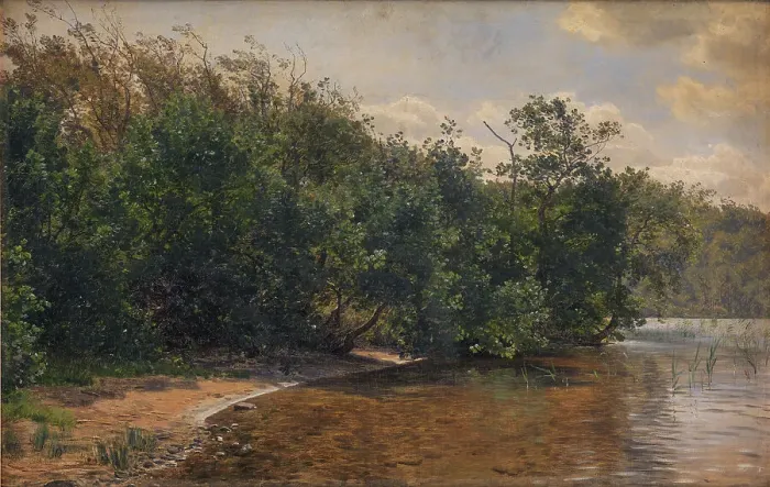 Framed Print : Elm trees at Almind Lake, 1873. Creator: Janus Andreas Bartholin la Cour Framed Print : Elm trees at Almind Lake, 1873. Creator: Janus Andreas Bartholin la Cour