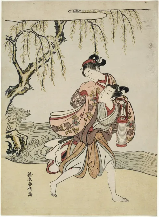 Framed Print : The Elopement (parody of Akutagawa episode from Tales of Ise'), c. 1767 Framed Print : The Elopement (parody of Akutagawa episode from Tales of Ise'), c. 1767