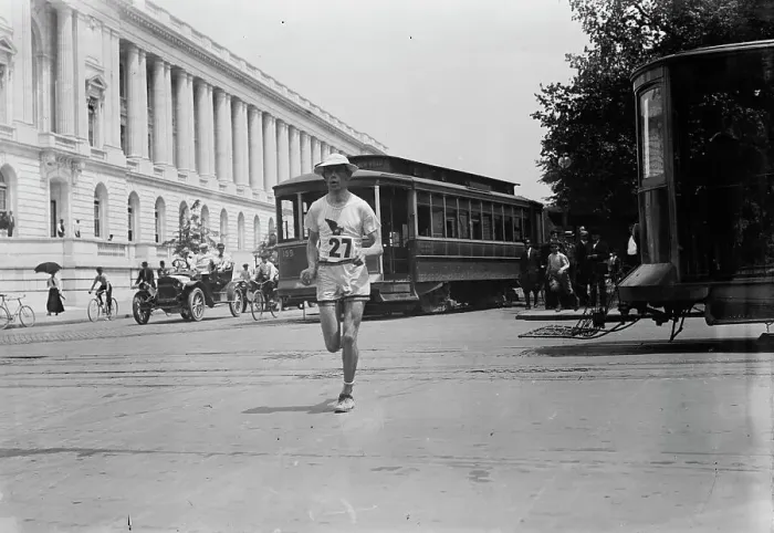 Framed Print : Elphinstone Winning Washington marathon, 1911. Creator: Bain News Service Framed Print : Elphinstone Winning Washington marathon, 1911. Creator: Bain News Service