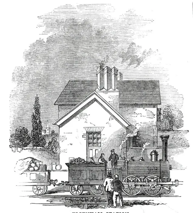 Framed Print : Elsenham Station, 1845. Creator: Unknown Framed Print : Elsenham Station, 1845. Creator: Unknown