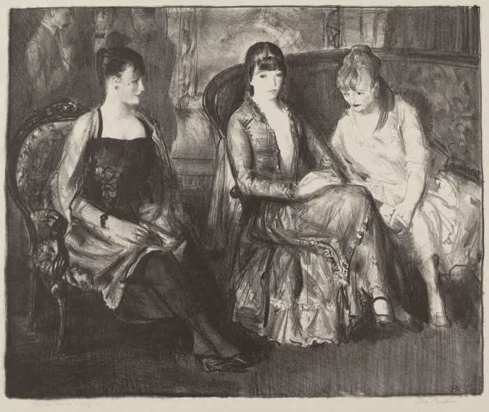 Framed Print : Elsie, Emma and Marjorie, second stone, 1921. Creator: George Wesley Bellows Framed Print : Elsie, Emma and Marjorie, second stone, 1921. Creator: George Wesley Bellows