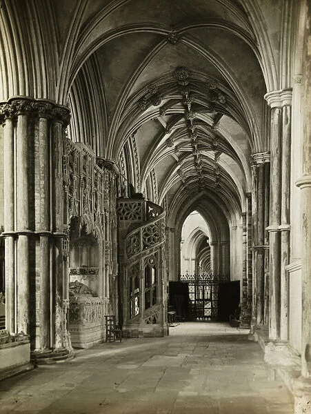 Ely Cathedral: North Choir Aisle to West, 1891. Creator: Frederick Henry Evans