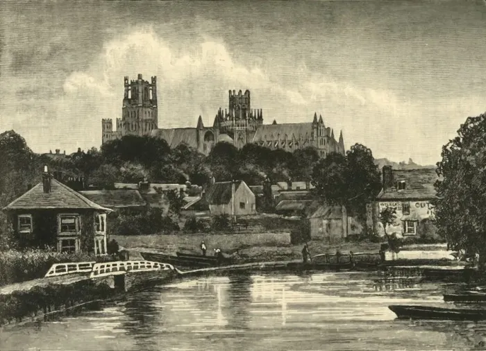 Framed Print : Ely Cathedral, from the Railway Bridge, 1898. Creator: Unknown Framed Print : Ely Cathedral, from the Railway Bridge, 1898. Creator: Unknown
