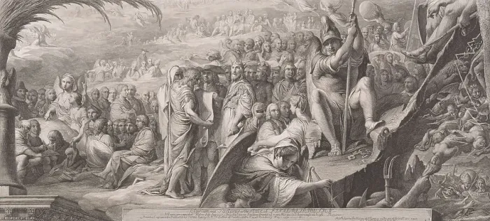 Framed Print : Elysium & Tartarus, or The State of Final Retribution, first published 1792; this state 1808. Creator: James Barry. Elysium & Tartarus, or The State of Final Retribution, first published 1792; this state 1808. Creator: James Barry