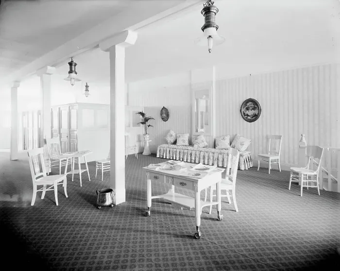 Framed Print : E.M. Bigsby Co. show rooms, restroom, second floor, between 1900 and 1915. Creator: Unknown Framed Print : E.M. Bigsby Co. show rooms, restroom, second floor, between 1900 and 1915. Creator: Unknown