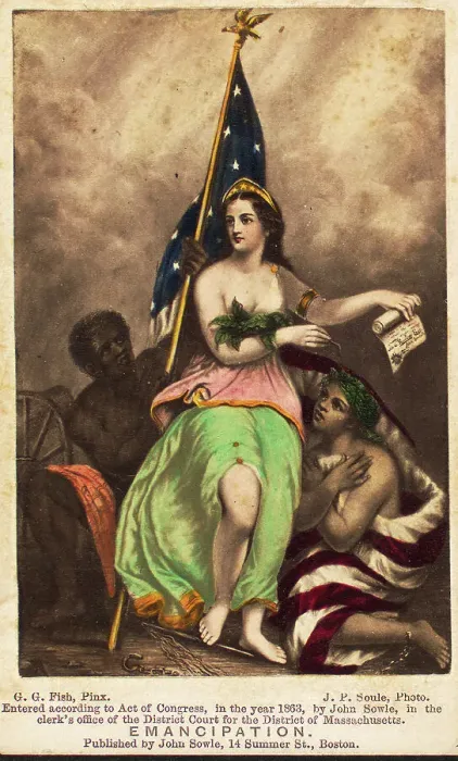 Framed Print : Emancipation, 1863. Creators: George G Fish, John P. Soule Framed Print : Emancipation, 1863. Creators: George G Fish, John P. Soule