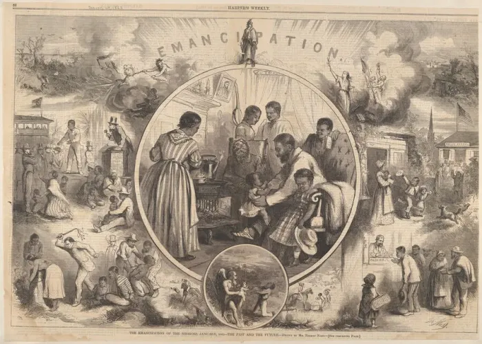 Framed Print : Emancipation of the Negroes - The Past and the Future (from Harpers Weekly), January 24 Framed Print : Emancipation of the Negroes - The Past and the Future (from Harpers Weekly), January 24