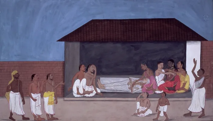 Framed Print : Embalming of old man, Indian funeral ceremony, 1820. Creator: Unknown Framed Print : Embalming of old man, Indian funeral ceremony, 1820. Creator: Unknown