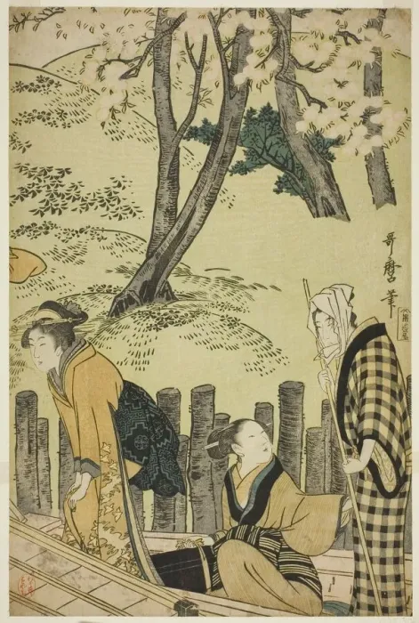 Framed Print : The Embankment at Mimeguri, Japan, 1799. Creator: Kitagawa Utamaro Framed Print : The Embankment at Mimeguri, Japan, 1799. Creator: Kitagawa Utamaro