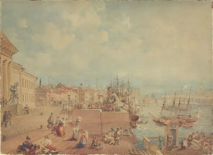 Framed Print : Embankment of Vasilyevsky Island, Mid of the 19th cen. Creator: Sadovnikov, Vasily Semyonovich (1800-1879) Framed Print : Embankment of Vasilyevsky Island, Mid of the 19th cen. Creator: Sadovnikov, Vasily Semyonovich (1800-1879)
