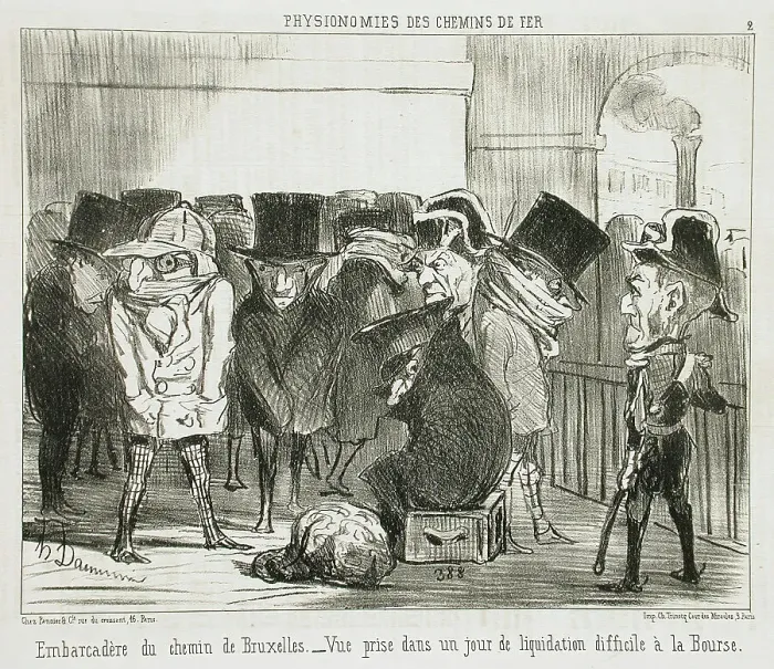 Framed Print : Embarcadère du chemin de Bruxelles, 1852. Creator: Honore Daumier Framed Print : Embarcadère du chemin de Bruxelles, 1852. Creator: Honore Daumier